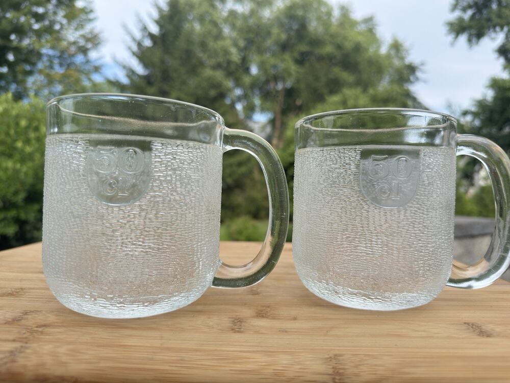 Vintage IITTALA Krouvi 50cl Beer Glass Coffee Mugs Oiva Toikka Finland~set Of 3
